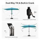 PURPLE LEAF Black Frame Tilting Market Umbrella with Lights Table Umbrella with Base Outside Patio