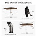 PURPLE LEAF Black Frame Tilting Market Umbrella with Lights Table Umbrella with Base Outside Patio
