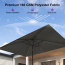 PURPLE LEAF Black Frame Tilting Market Umbrella with Lights Table Umbrella with Base Outside Patio