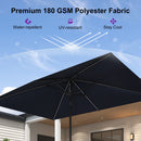 PURPLE LEAF Black Frame Tilting Market Umbrella with Lights Table Umbrella with Base Outside Patio