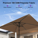 PURPLE LEAF Black Frame Tilting Market Umbrella with Lights Table Umbrella with Base Outside Patio