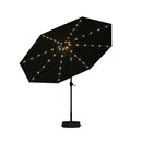 PURPLE LEAF Black Frame Tilting Market Umbrella with Lights Table Umbrella with Base Outside Patio