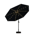 PURPLE LEAF Black Frame Tilting Market Umbrella with Lights Table Umbrella with Base Outside Patio