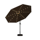 PURPLE LEAF Black Frame Tilting Market Umbrella with Lights Table Umbrella with Base Outside Patio