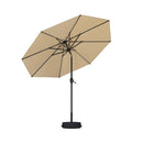 PURPLE LEAF Black Frame Tilting Market Umbrella with Lights Table Umbrella with Base Outside Patio