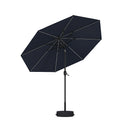 PURPLE LEAF Black Frame Tilting Market Umbrella with Lights Table Umbrella with Base Outside Patio