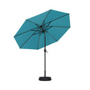 PURPLE LEAF Black Frame Tilting Market Umbrella with Lights Table Umbrella with Base Outside Patio