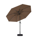 PURPLE LEAF Black Frame Tilting Market Umbrella with Lights Table Umbrella with Base Outside Patio