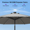 PURPLE LEAF Black Frame Tilting Market Umbrella with Lights Table Umbrella with Base Outside Patio