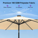 PURPLE LEAF Black Frame Tilting Market Umbrella with Lights Table Umbrella with Base Outside Patio