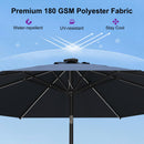 PURPLE LEAF Black Frame Tilting Market Umbrella with Lights Table Umbrella with Base Outside Patio