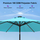 PURPLE LEAF Black Frame Tilting Market Umbrella with Lights Table Umbrella with Base Outside Patio