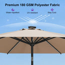 PURPLE LEAF Black Frame Tilting Market Umbrella with Lights Table Umbrella with Base Outside Patio