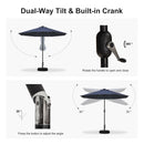 PURPLE LEAF Black Frame Tilting Market Umbrella with Lights Table Umbrella with Base Outside Patio