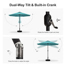 PURPLE LEAF Black Frame Tilting Market Umbrella with Lights Table Umbrella with Base Outside Patio