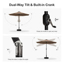 PURPLE LEAF Black Frame Tilting Market Umbrella with Lights Table Umbrella with Base Outside Patio