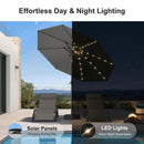 PURPLE LEAF Black Frame Tilting Market Umbrella with Lights Table Umbrella with Base Outside Patio