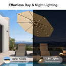 PURPLE LEAF Black Frame Tilting Market Umbrella with Lights Table Umbrella with Base Outside Patio