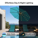 PURPLE LEAF Black Frame Tilting Market Umbrella with Lights Table Umbrella with Base Outside Patio