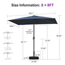 PURPLE LEAF Black Frame Tilting Market Umbrella with Lights Table Umbrella with Base Outside Patio