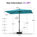 PURPLE LEAF Black Frame Tilting Market Umbrella with Lights Table Umbrella with Base Outside Patio