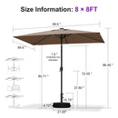 PURPLE LEAF Black Frame Tilting Market Umbrella with Lights Table Umbrella with Base Outside Patio