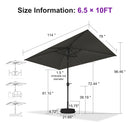 PURPLE LEAF Black Frame Tilting Market Umbrella with Lights Table Umbrella with Base Outside Patio