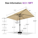 PURPLE LEAF Black Frame Tilting Market Umbrella with Lights Table Umbrella with Base Outside Patio