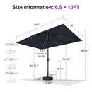 PURPLE LEAF Black Frame Tilting Market Umbrella with Lights Table Umbrella with Base Outside Patio