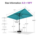 PURPLE LEAF Black Frame Tilting Market Umbrella with Lights Table Umbrella with Base Outside Patio