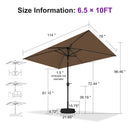 PURPLE LEAF Black Frame Tilting Market Umbrella with Lights Table Umbrella with Base Outside Patio