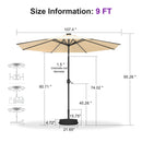 PURPLE LEAF Black Frame Tilting Market Umbrella with Lights Table Umbrella with Base Outside Patio