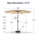 PURPLE LEAF Black Frame Tilting Market Umbrella with Lights Table Umbrella with Base Outside Patio