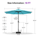 PURPLE LEAF Black Frame Tilting Market Umbrella with Lights Table Umbrella with Base Outside Patio
