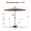 PURPLE LEAF Black Frame Tilting Market Umbrella with Lights Table Umbrella with Base Outside Patio