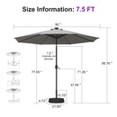 PURPLE LEAF Black Frame Tilting Market Umbrella with Lights Table Umbrella with Base Outside Patio