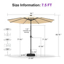 PURPLE LEAF Black Frame Tilting Market Umbrella with Lights Table Umbrella with Base Outside Patio