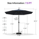 PURPLE LEAF Black Frame Tilting Market Umbrella with Lights Table Umbrella with Base Outside Patio