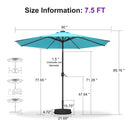 PURPLE LEAF Black Frame Tilting Market Umbrella with Lights Table Umbrella with Base Outside Patio