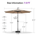PURPLE LEAF Black Frame Tilting Market Umbrella with Lights Table Umbrella with Base Outside Patio