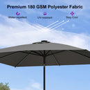 PURPLE LEAF Black Frame Tilting Market Umbrella with Lights Table Umbrella with Base Outside Patio