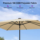 PURPLE LEAF Black Frame Tilting Market Umbrella with Lights Table Umbrella with Base Outside Patio
