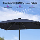 PURPLE LEAF Black Frame Tilting Market Umbrella with Lights Table Umbrella with Base Outside Patio