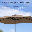PURPLE LEAF Black Frame Tilting Market Umbrella with Lights Table Umbrella with Base Outside Patio