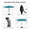 PURPLE LEAF Black Frame Tilting Market Umbrella with Lights Table Umbrella with Base Outside Patio