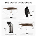 PURPLE LEAF Black Frame Tilting Market Umbrella with Lights Table Umbrella with Base Outside Patio