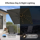 PURPLE LEAF Black Frame Tilting Market Umbrella with Lights Table Umbrella with Base Outside Patio