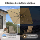PURPLE LEAF Black Frame Tilting Market Umbrella with Lights Table Umbrella with Base Outside Patio