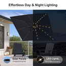 PURPLE LEAF Black Frame Tilting Market Umbrella with Lights Table Umbrella with Base Outside Patio