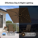 PURPLE LEAF Black Frame Tilting Market Umbrella with Lights Table Umbrella with Base Outside Patio